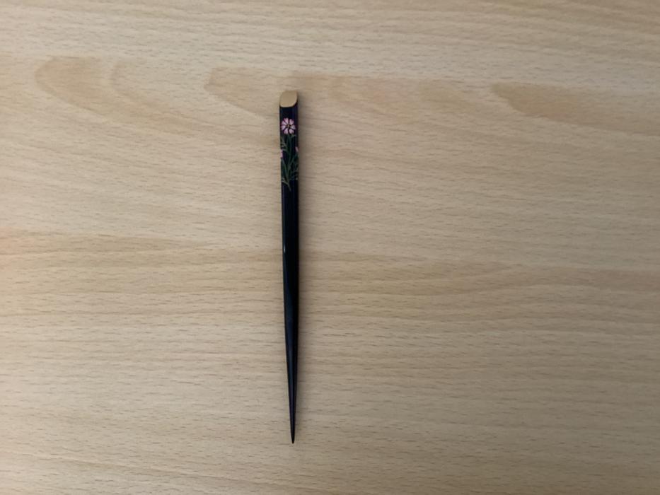 琉球漆器 かんざし 黒 ナデシコ