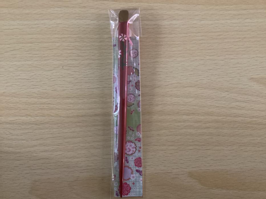 琉球漆器 かんざし 赤 花絵入り