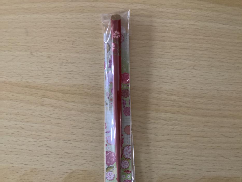 琉球漆器 かんざし 赤 花絵入り